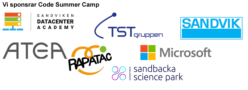 Loggor Sandviken Datacenter Academy, TST gruppen, Atea, Sandvik, Microsoft, Sandbacka Science Park, Rapatac